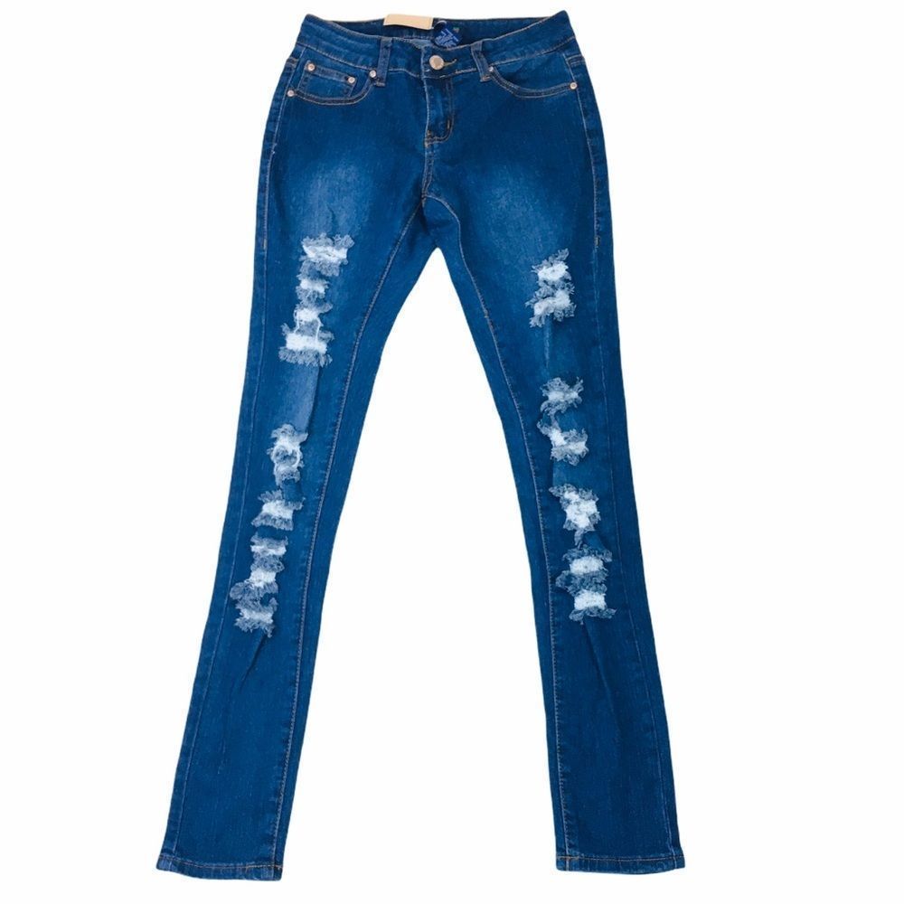 VINS ME Denim Destroy Skinny Distressed JEANS SZ 1